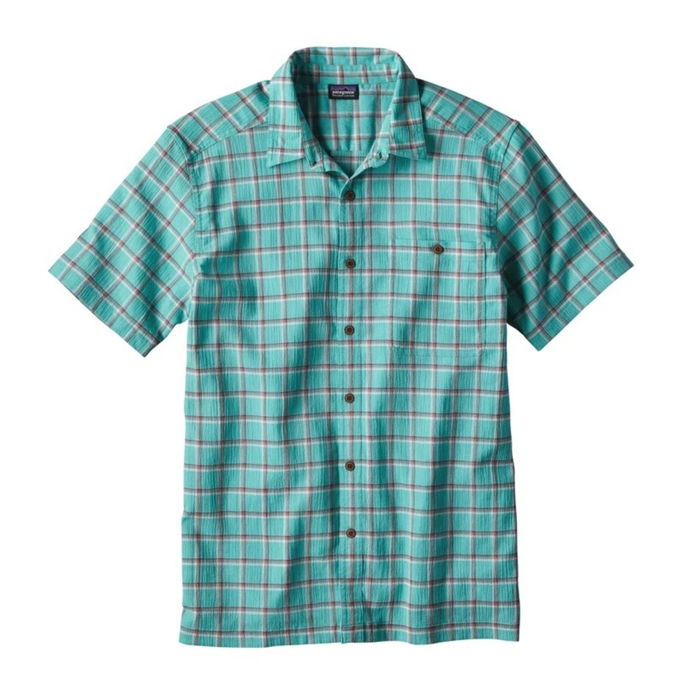 Patagonia Teal Plaid Short-Sleeve Button-Down Shirt